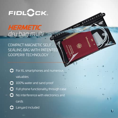 FIDLOCK Hermetic Dry Bag Flexible Magnetic Bag, Multi, Fabric Grey - color: Fabric Grey, size: Multi