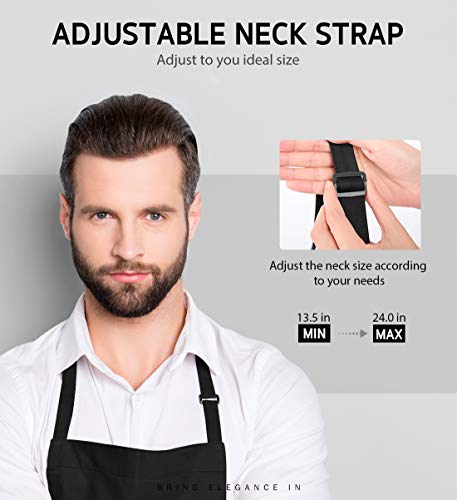 Syntus Apron for Men Women, Adjustable Cooking Kitchen Apron with 2 Pockets - color: Basic Black, style: 2 Polyester Blend