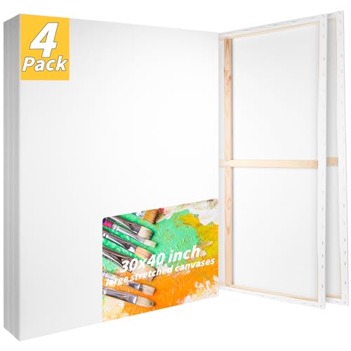 Oleitodh 4 Pack Stretched Canvas 30x40 Inch 100% Cotton Painting Canvas - size: 30" x40"-4 Pack