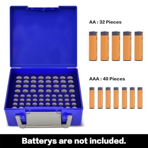 FULLCASE Battery Storage Organizer Holder Holds 72 AA AAA Batteries - color: Blue