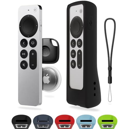 GripStand™ Scratch-Resistant Silicone Remote Cover for Apple TV – Compatible with AirTag, Fits Siri Apple TV 4K/HD (2nd & 3rd Gen), Stand-Up Design, Enhanced Grip, Ultra Black by 73&Sunny - color: Black Ultra
