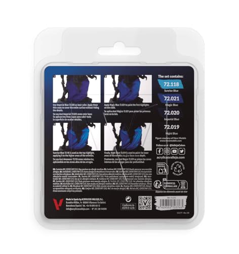 Vallejo - Blue Color Set, Game Color, 4 Bottles x 0.6 fl.oz. - style: Blue Color Set