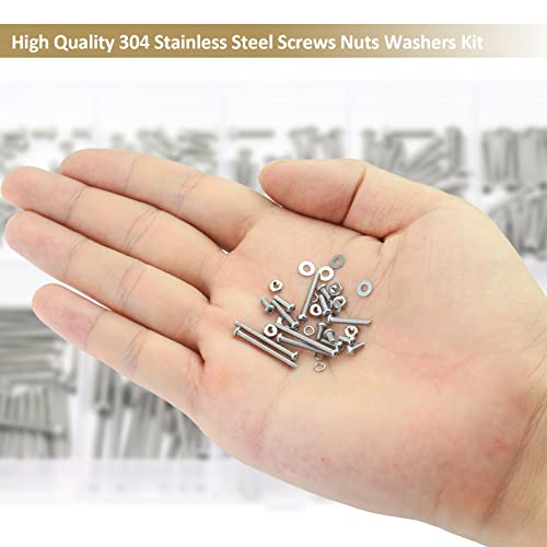 562 Pieces M2.5 x 4/6 /8/10 /12/16 /20mm Button Head Socket Cap Screws Nuts Washers Assortment Kit, 304 Stainless Steel, Fully Machine Thread - size: M2.5, style: Button Head