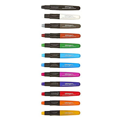 KINGART Mixed Media Gel Stick Crayons, Vibrant, Set of 12-Colors