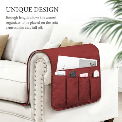 Armchair Caddy for Recliner, Non Slip Sofa Arm Organizer, Red - color: RED