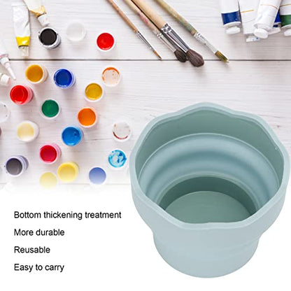 Tiiyee Paint Brush Basin, Collapsible Paint Brush Washer Silicone Bucket