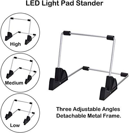 A4 LED Light Pad for Diamond Paint Kits, Super Bright USB Powered Light Board Kit with Detachable Stand, and Black Pad Clip (Pad and Bag)