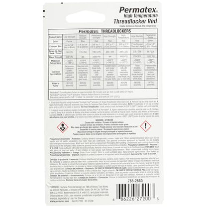 Permatex 27200 Hiigh Temperature Threadlocker Red, 10 ml - size: 10 ml, style: Liquid - High Temperature