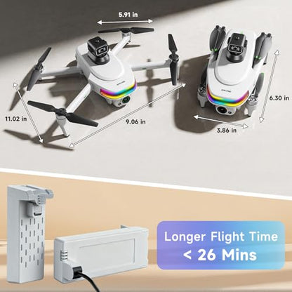 4K Drone with Camera for Adults & Beginners, 5.5" HD Touchscreen Remote, 30-Min Flight, Brushless Motor, Smart Obstacle Avoidance, One-Key Return, Foldable RC Drone Under 260g