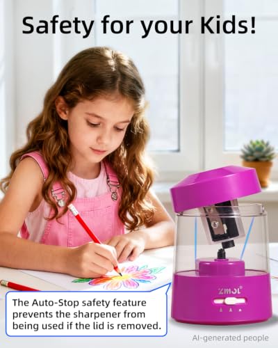 ZMOL Electric Pencil Sharpener Battery Powered, 6-12mm Jumbo Pencils, Pink - color: Pink