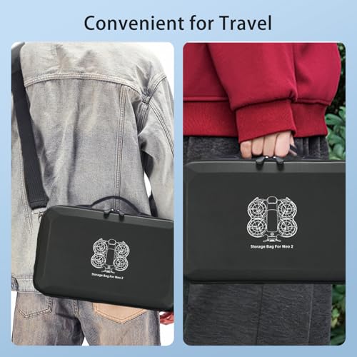Carrying Case for DJI Neo 2, PU Hard Shell with Shoulder Strap,Compatible with DJI Neo 2 and Drone Accessories, Soft Lining, with Mesh Pocket,Black