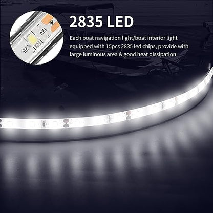 RVZONE Marine LED Boat Strip Lights, White 2‑Pack IP67 Interior Lighting - color: White/11.8 inch/2 Pcs