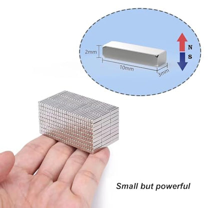 rhinocats 100Pcs Small Strong Magnets, Powerful Mini Magnets ，Tiny Rectangular Magnetic Bar for Crafts Office DIY Tool Storage,10x3x2mm - size: 10x3x2mm 100Packs