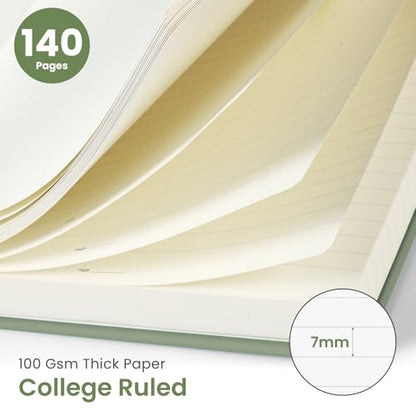 Taja Lined Spiral Notebook for Work, 5.7"x7.9" Spiral Journal College Ruled - color: A-Green, style: a-Lined(1 Pack)