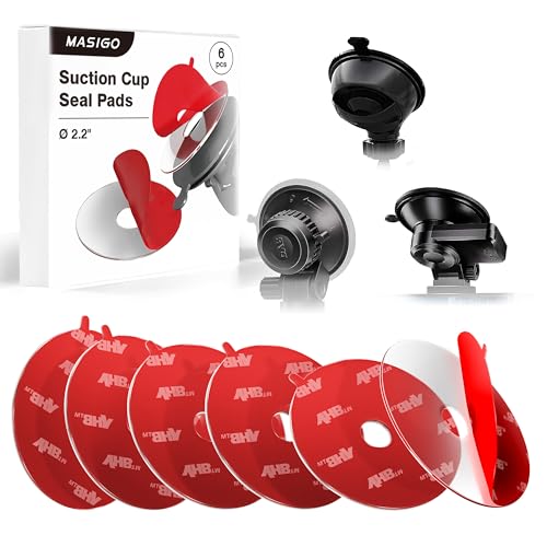MASIGO Suction Cup Adhesive Pads, 2.2", Clear Double-Sided, 6 Pack