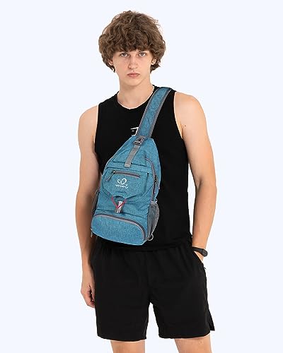 WATERFLY Packable Sling Backpack Lightweight Crossbody Bag Travel Daypack - color: Cyan
