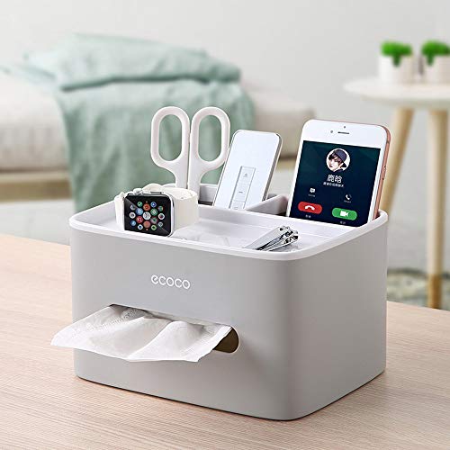 Multifunction Rectangular Tissue Holder Cover Case Facial Tissue Paper Box Napkins Dispenser Container Stylish Remote Control Desk Storage for Living Room Bedroom Dressers Home Office (Blue) - color: Blue