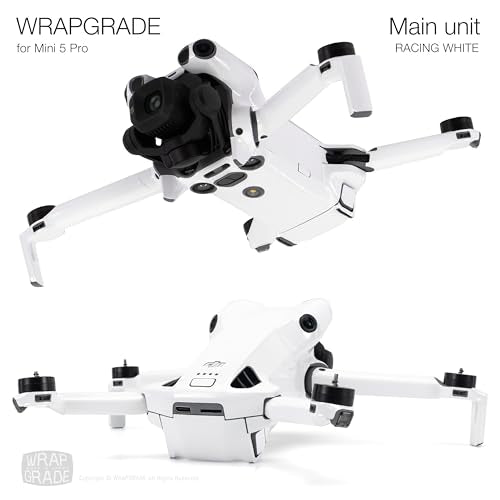 WRAPGRADE Skin Stickers Compatible with DJI Mini 5 Pro (Racing White) - color: Racing White