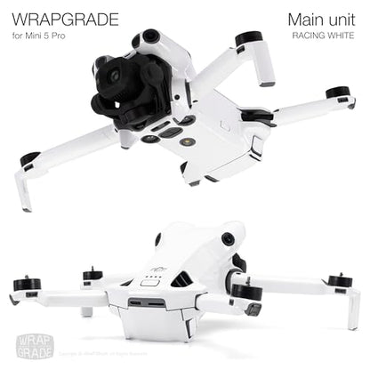 WRAPGRADE Skin Stickers Compatible with DJI Mini 5 Pro (Racing White) - color: Racing White
