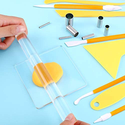 Honoson 23 Pcs Clay Sculpting Tools Set with Roller Cutters,Yellow - color: Yellow