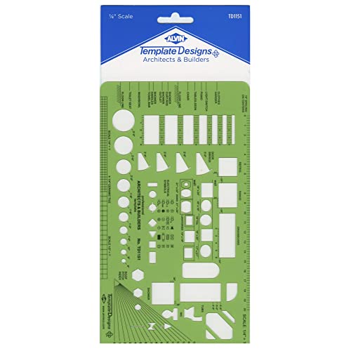 ALVIN, TD1151, Architects & Builders Template, Drawing and Drafting Tool for Artists, Architects, Design and Drafting, 5.25 x 9.25 Inches - style: Arch & Build Template