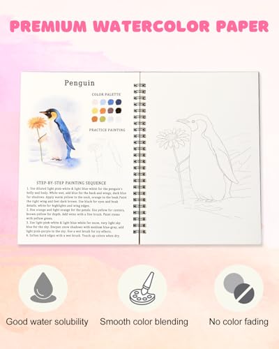 15 Beautiful Animal Watercolor Workbook for Adults Beginner - color: c-animal