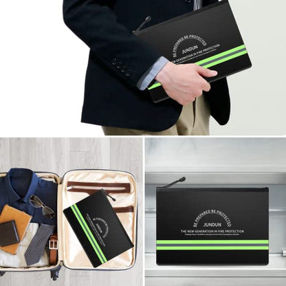 JUNDUN Fireproof Money Bag, 10.6"x6.7" Waterproof and Fireproof - color: Black, size: Small