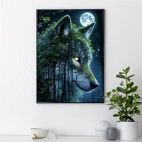 Yezavesu Wolf Diamond Art Kits for Adults Beginners 12x16 Inch - color: YDP0207