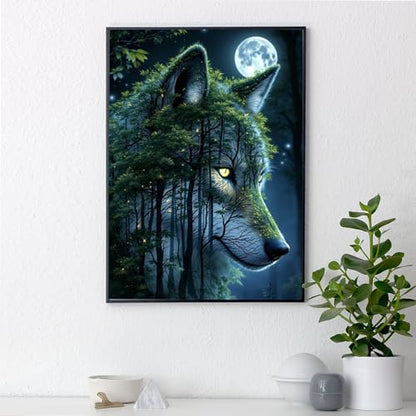 Yezavesu Wolf Diamond Art Kits for Adults Beginners 12x16 Inch - color: YDP0207