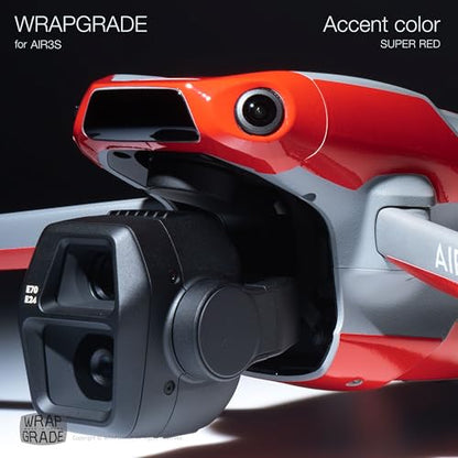 WRAPGRADE Skin Decal Sticker Accent Color Compatible with DJI Air 3S (Super Red) - color: Super Red