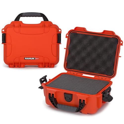 NANUK 904 Hard Case with Foam – IP67 Waterproof Protective Case for Camera, Drone & Gear – Impact-Resistant & Dustproof – Perfect for Travel 10.2" x 7.9" x 4.5" – Orange - color: Orange, size: Cubed Foam
