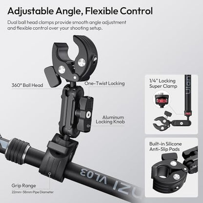 ULANZI VL03 40in Invisible Selfie Stick Motorcycle Bike Mount Kit