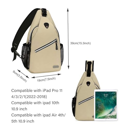 MOSISO Small Sling Bag for Men, Crossbody Shoulder Chest Daypack Bag - color: Beige