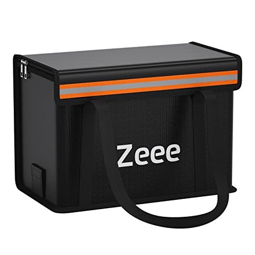 Zeee Lipo Battery Bag Fireproof Explosionproof Safe Bag Extra Large Capacity Lipo Battery Storage Guard Safe Pouch for Charge & Storage(14.17 * 7.87 * 9.84in) - Large Size - color: black