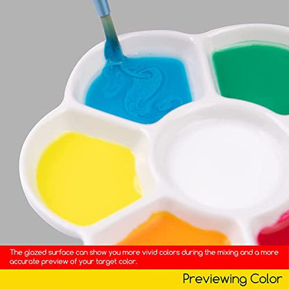 MEEDEN Ceramic Watercolor Paint Palette: 3Pcs 7-Well Color Mixing Tray 4.7"