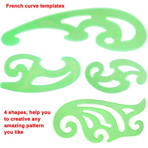 SIQUK 9 Pieces Drawings Templates French Curve Geometric Templates