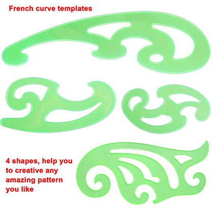 SIQUK 9 Pieces Drawings Templates French Curve Geometric Templates