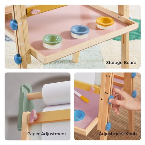 Tiny Land Wooden Easel for Kids, Art Easel with Chalkboard & Whiteboard - color: Pink