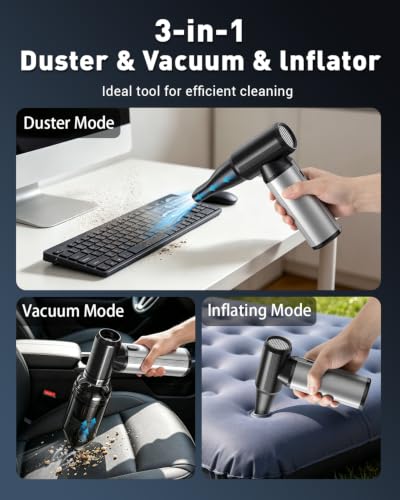 Compressed Air Duster & Vacuum 2-in-1, 320,000 RPM Brushless Motor