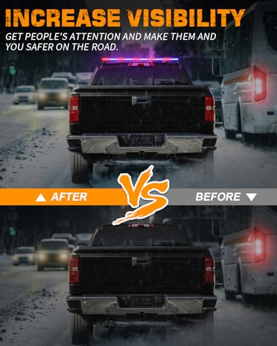 XRIDONSEN 45.5" 128 LED Roof Strobe Light Bar Top Double Side Safety Lights - color: Red/Blue