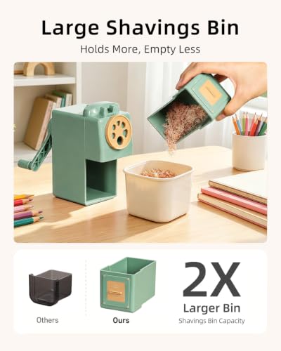ZMOL Heavy Duty Manual Hand Crank Pencil Sharpener, Desktop, Green - color: Green