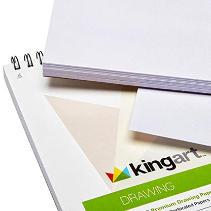 KINGART 8” x 10” Wire Bound Drawing Paper Pads, 70 lbs., Set of 2, (641-2) White (Pack of 2) - size: 8 x 10" (Pack of 2)