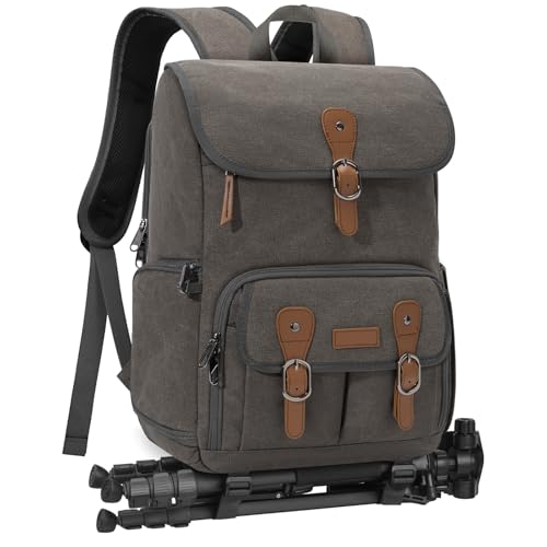 RAINSMORE Camera Backpack, DSLR SLR Mirrorless Camera Bag for Photographer - color: Darkgrey