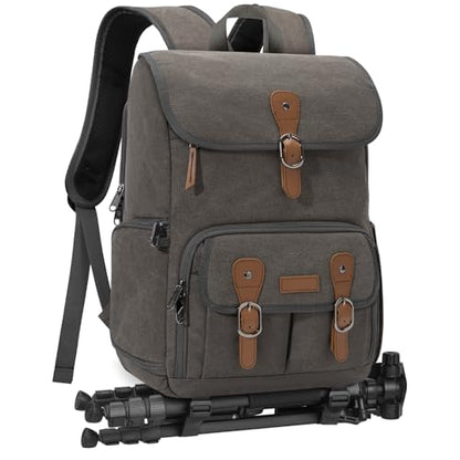 RAINSMORE Camera Backpack, DSLR SLR Mirrorless Camera Bag for Photographer - color: Darkgrey