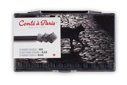 Conté à Paris 12 Count B Sketching Crayons Set, Black - style: 12 Count - Black B