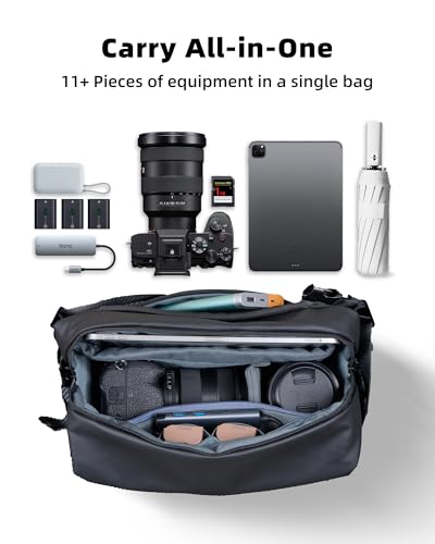 llano 6L Camera Sling Bag for Photographers, Small DSLR Shoulder Bag, Black - color: Black