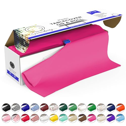 Grandipity Plastic Table Cloth Roll - 54in x 100 Ft. Table Cover Hot Pink - color: Hot Pink, size: 1200" x 54" (Rectangular)