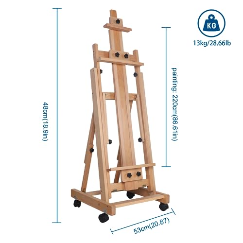 56 to 91" Adjustable Large Movable Artist Studio Easel Wooden Art Stand H-Frame
