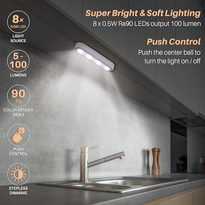STAR-SPANGLED 7” Dimmable LED Stick on Push Tap Lights AAA Battery, 3 Pack - color: 3 Color Modes & Dimmable, size: 7 inch, Push Control (3 Pack)