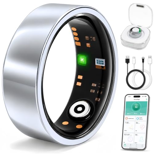 Smart Ring for Women & Men, Sleep and Stress Fitness Tracker (Silver 7) - color: Silver, size: 7
